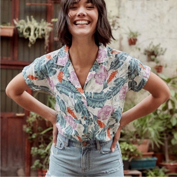 Marine Layer Tops - Marine Layer Venice Button Down Multi Floral Shirt Tropical Top XS